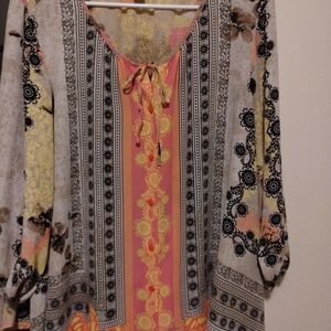 Style &Co Bohemian Floral Print Women's Top Size Large